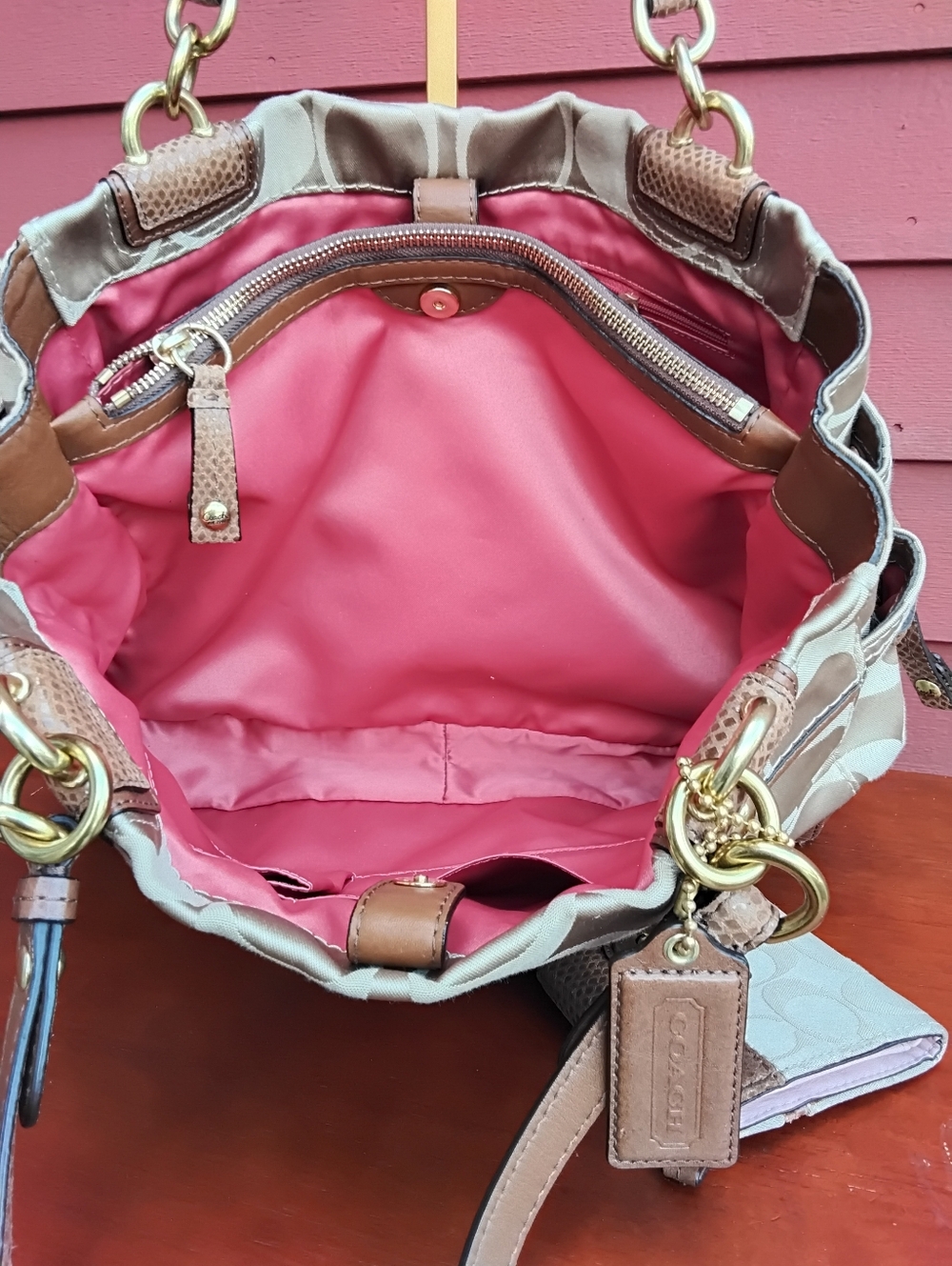 Coach Beige and Brown Signature Canvas Satchel. - Picture 15 of 15
